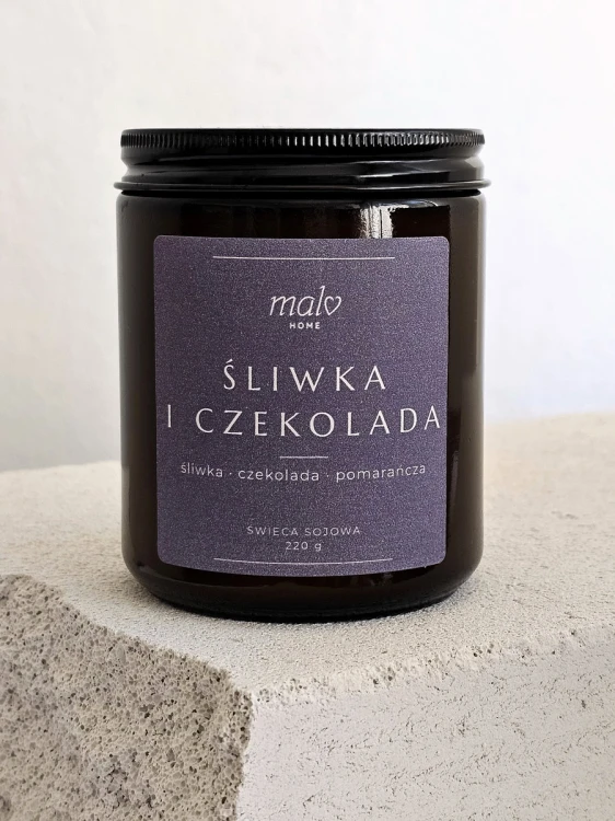 Świeca sojowa zapachowa Śliwka i Czekolada 220 g